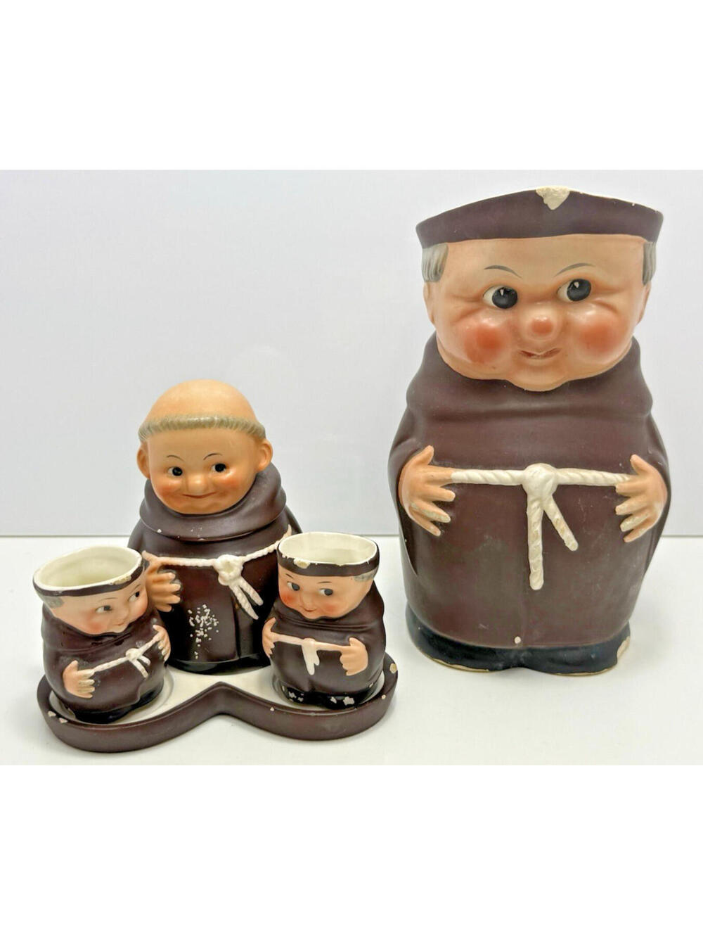 Vtg Goebel Friar Tuck Monk Pitcher Creamer Set West Germany Pottery